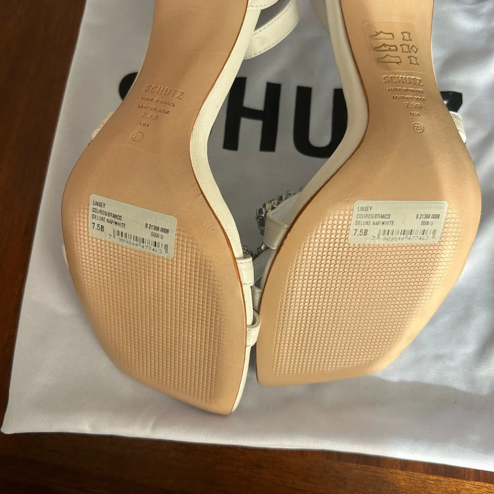 SCHUTZ White Rhinestone Embellished Heels - Picture 5 of 6